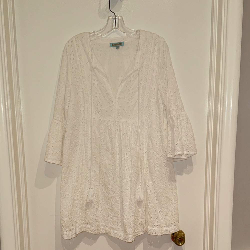 Samson Elegant White Lace Mini Dress